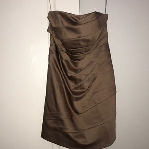 Short Pleated Satin Strapless Dress *make offer!